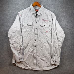 Ariat Work FR Button Up Shirt Men's XLT Beige Work Shirt Western Flame Resist